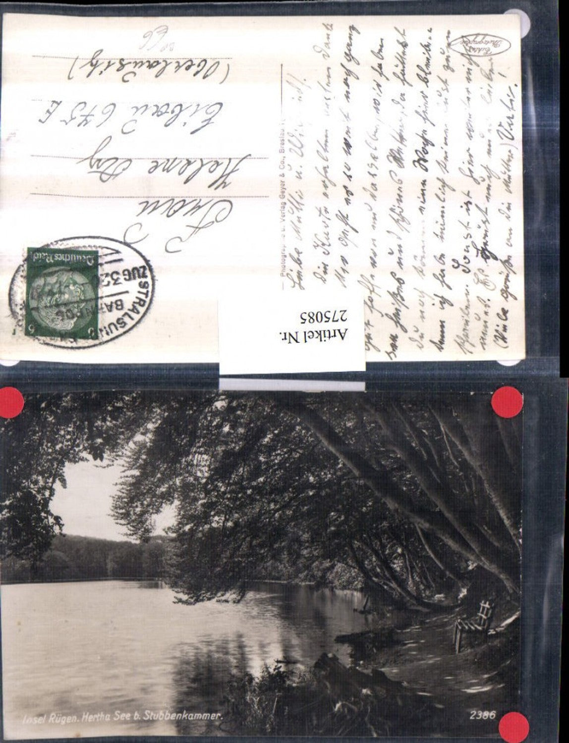 275085,Insel Rügen Hertha See b. Stubbenkammer Partie Bahnpost Zug 320 von Stralsund