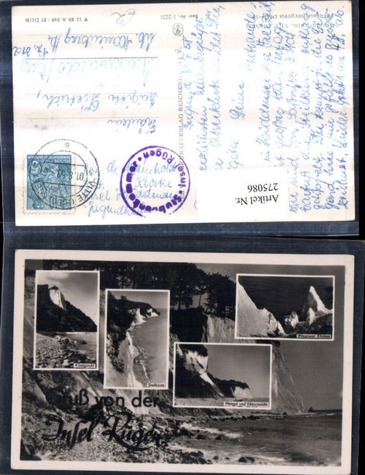 275086,Insel Rügen Königstuhl Steilküste Hengst Wissower Klinken Mehrbildkarte pub VEB 1/2231