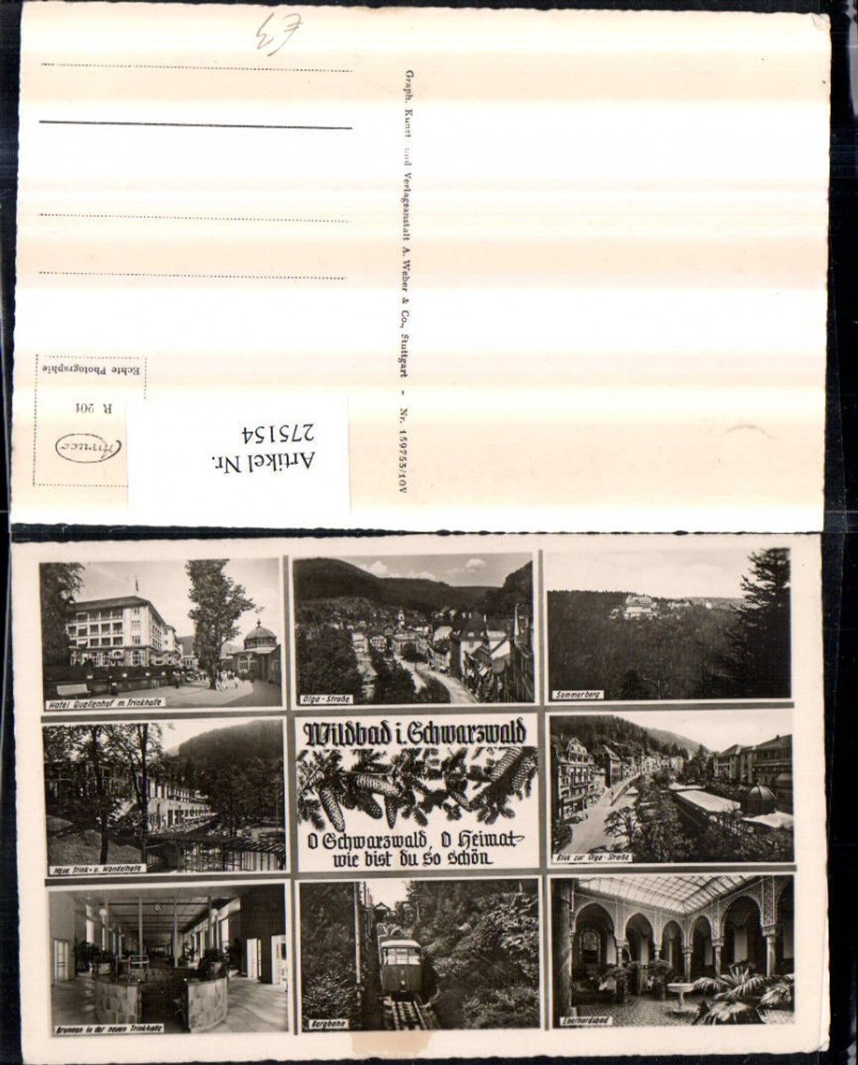 275154,Wildbad im Schwarzwald Totale Bergbahn Sommerberg Hotel Quellenhof Trinkhalle Mehrbildkarte
