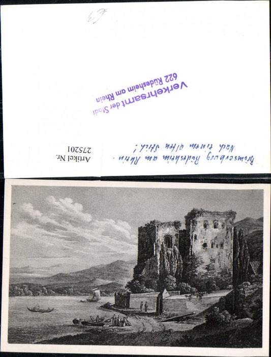 275201,Künstler AK Stich Brömserburg Rüdesheim am Rhein
