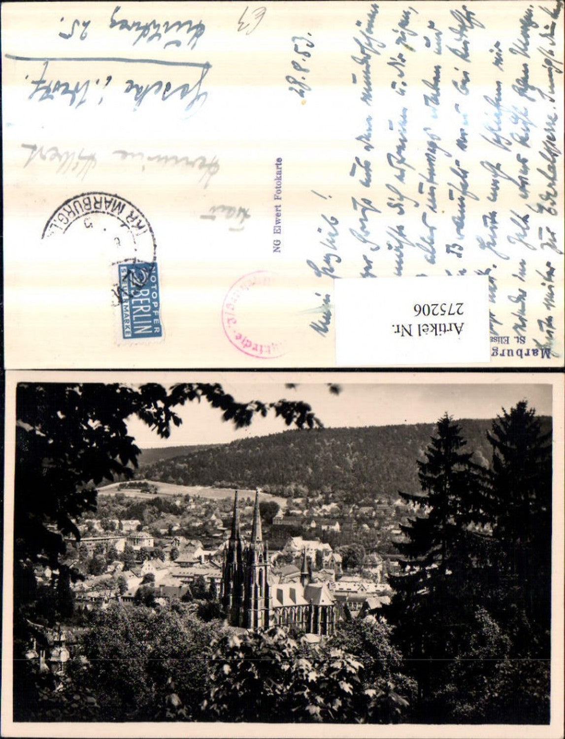 275206,Marburg an d. Lahn Totale m. St. Elisabethkirche