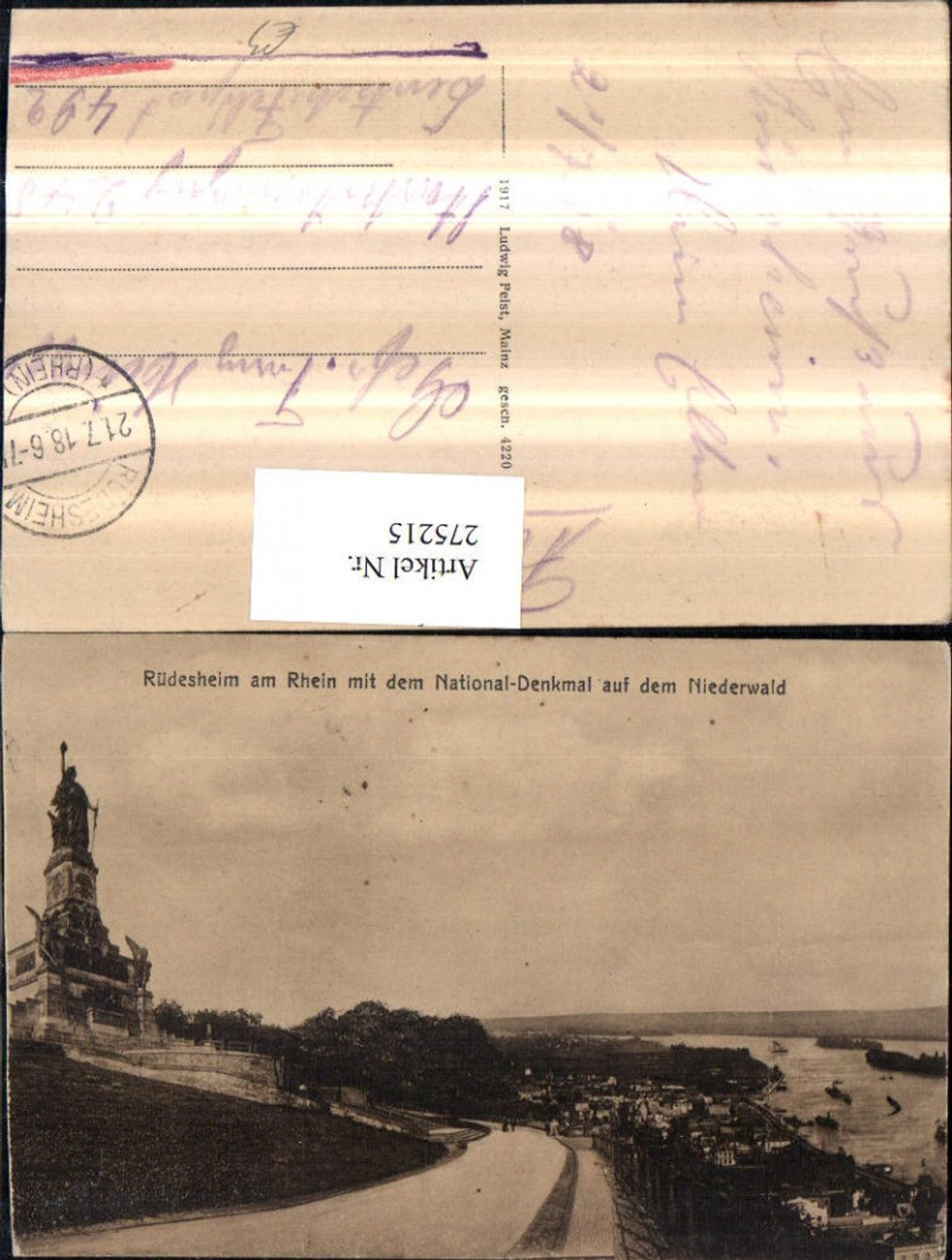 275215,Rüdesheim am Rhein Totale m. d. National-Denkmal auf d. Niederwald