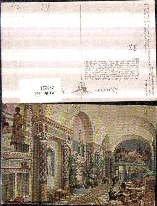 275221,Künstler AK N. Beraud Wiesbaden Kurhaus Muschelsaal Innenansicht pub Wohlgemuth & Lissner 2001