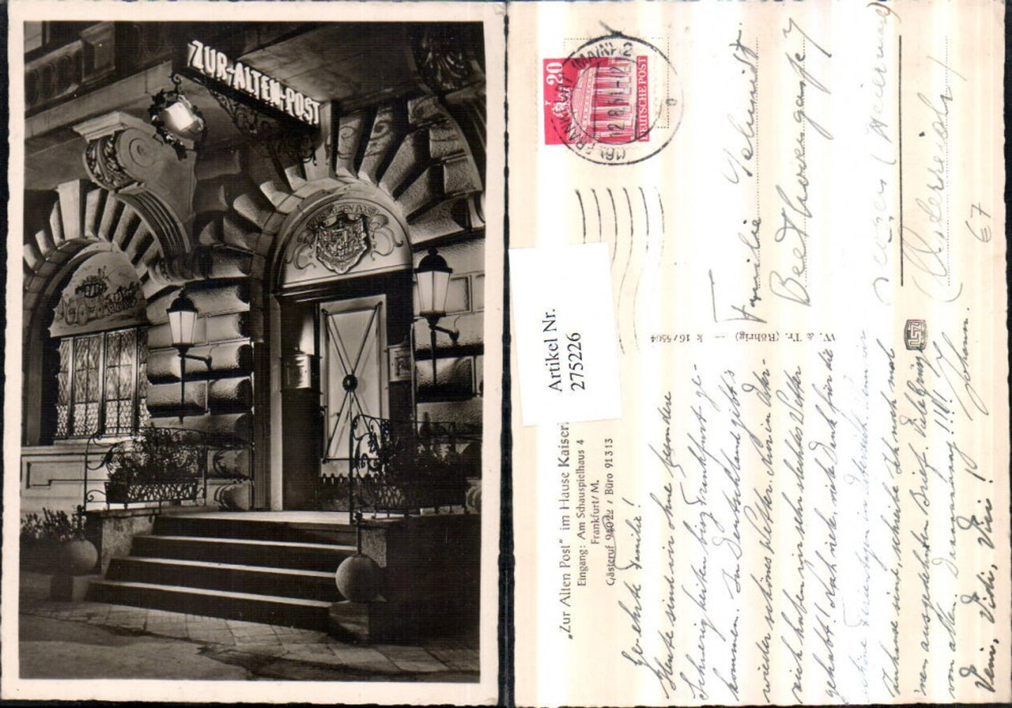 275226,Frankfurt am Main Zur Alten Post im Hause Kaiserkeller