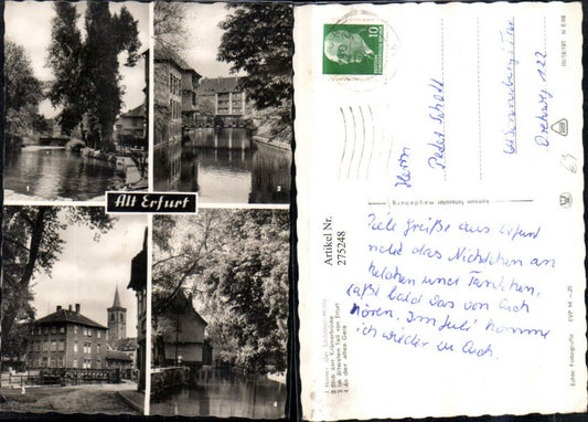 275248, Old Erfurt Schilchen Mill Krämerbrücke River Section Multi-view postcard