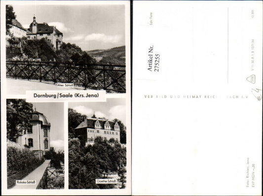 275255, Dornburg an der Saale Old Castle Rococo Castle Goethe Castle Multi-image postcard pub VEB
