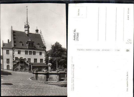 275265, Pößneck Town Hall with open staircase and fountain