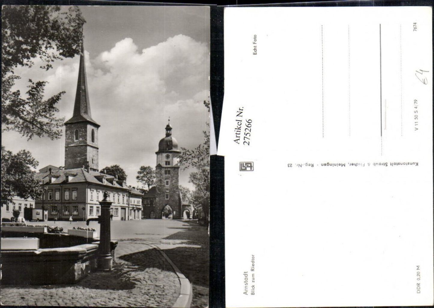 275266, Arnstadt View towards the Riedtor Fountain Street view Tower