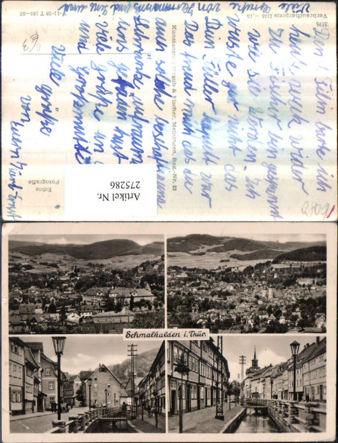 275286,Schmalkalden in Thüringen Totale Fluss Partie Mehrbildkarte