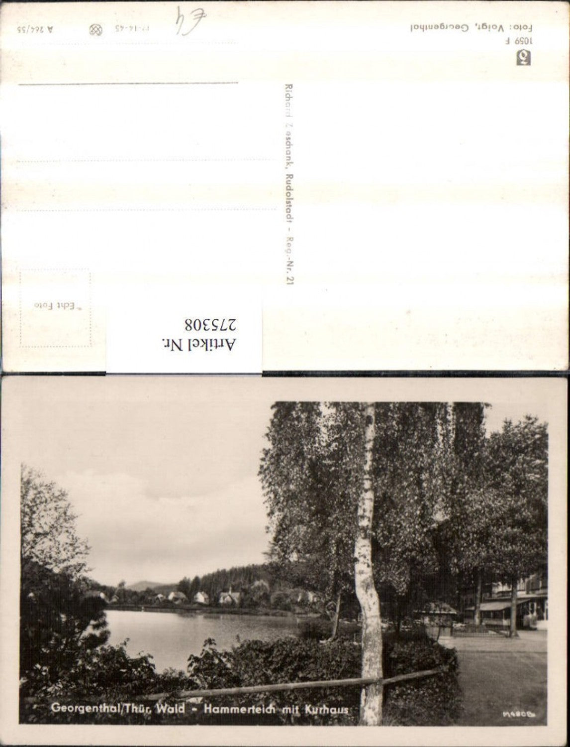 275308,Georgenthal im Thüringer Wald Hammerteich Teich m. Kurhaus