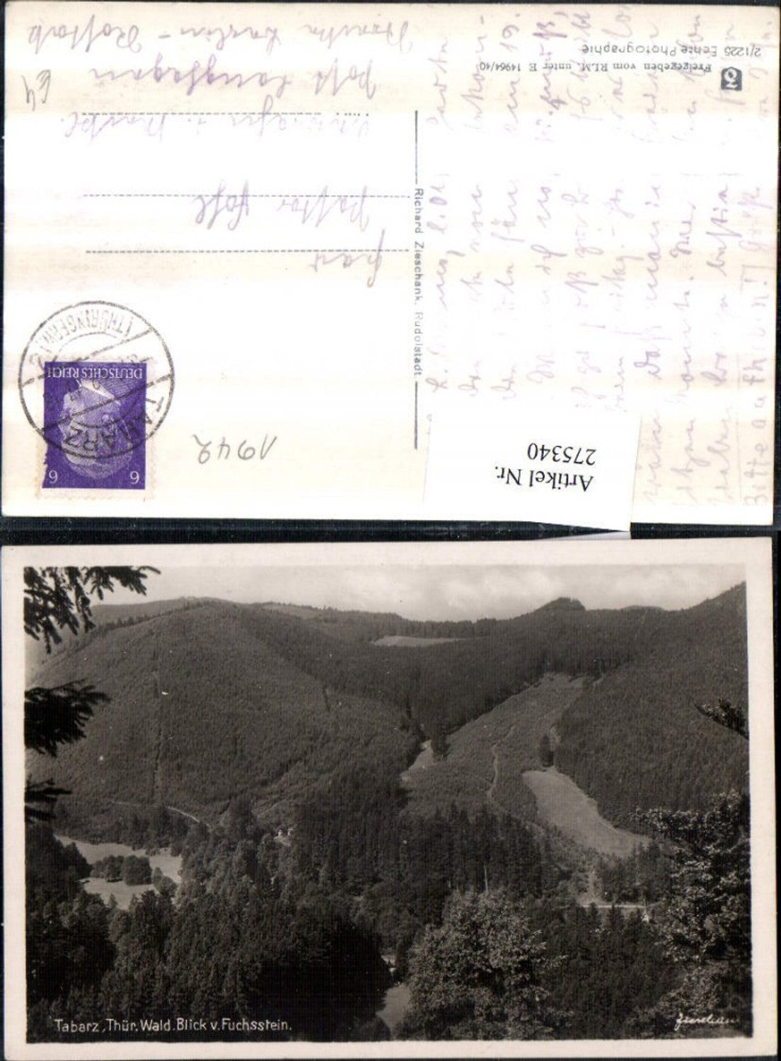275340, Tabarz in the Thuringian Forest, view from the Fuchsstein