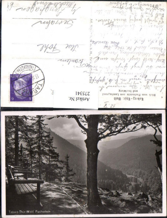 275341, Tabarz in the Thuringian Forest, view from Fuchsstein towards Lauchagrund and Inselsberg