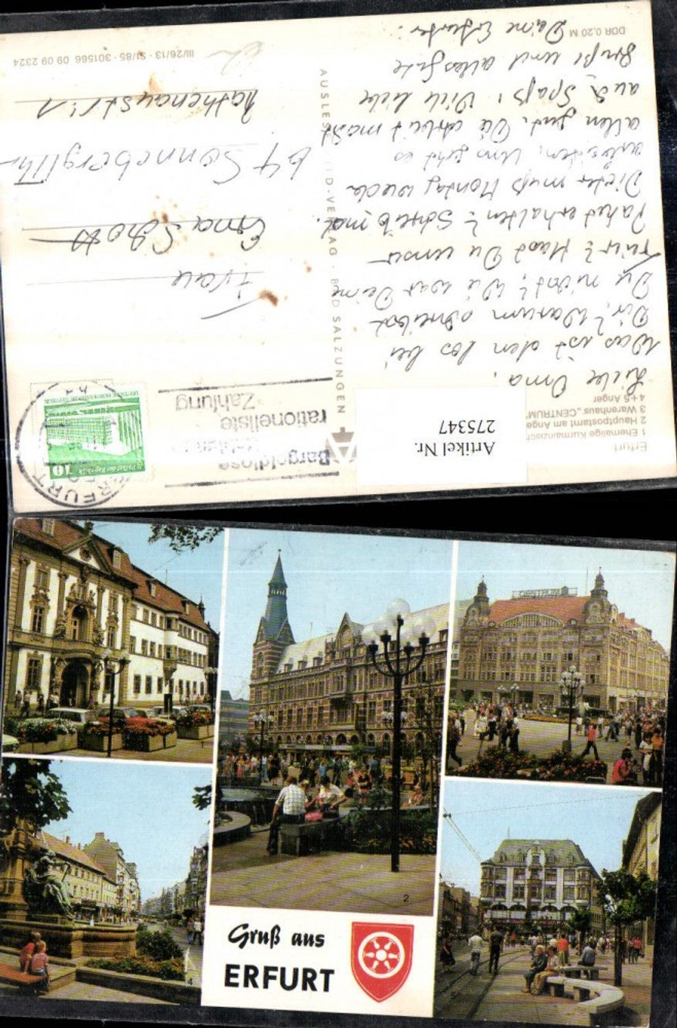 275347,Erfurt Statthalterei Postamt am Anger Warenhaus Centrum Mehrbildkarte