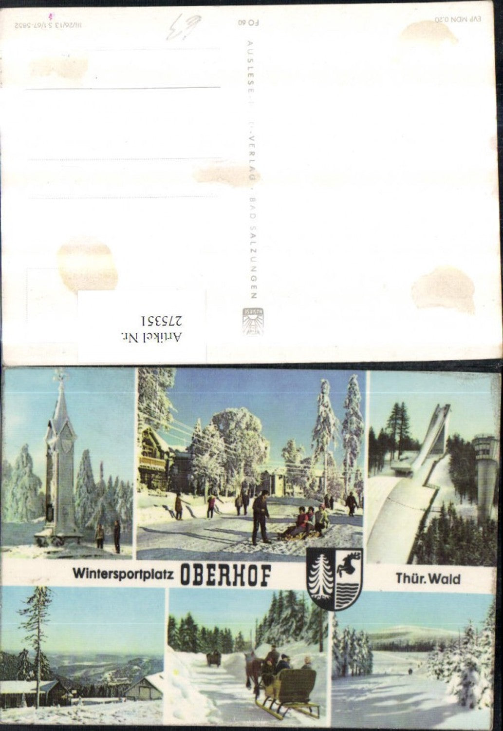 275351,Oberhof im Thüringer Wald Schanze Pferdeschlitten Schlitten Rodel Winterbilder Mehrbildkarte