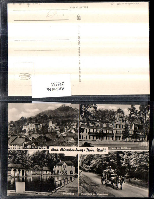 275363, Bad Blankenburg partial view Greifenstein stagecoach swimming pool home multi-view postcard