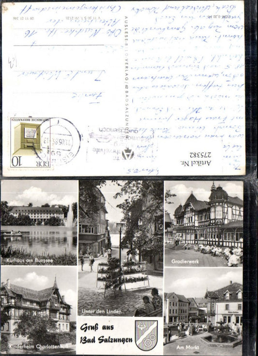 275382,Bad Salzungen Kurhaus Gradierwerk Markt Brunnen Kinderheim Unter den Linden Mehrbildkarte
