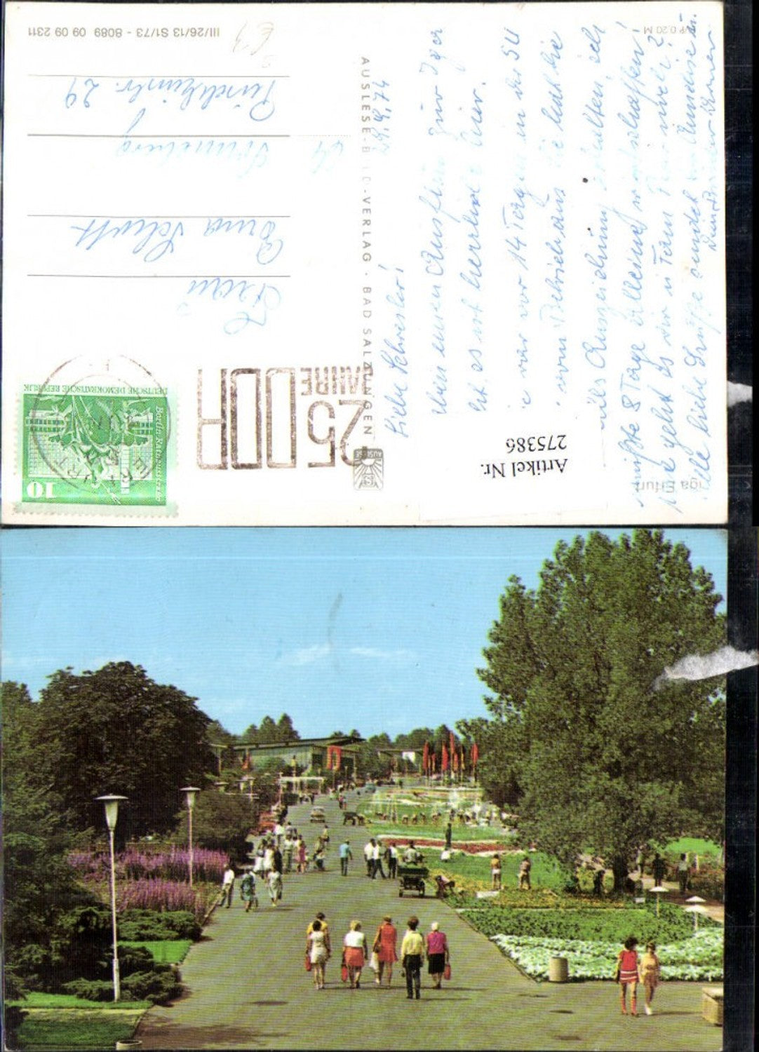 275386,Erfurt Internationale Gartenbauausstellung Straßenansicht 25 Jahre DDR Stempel