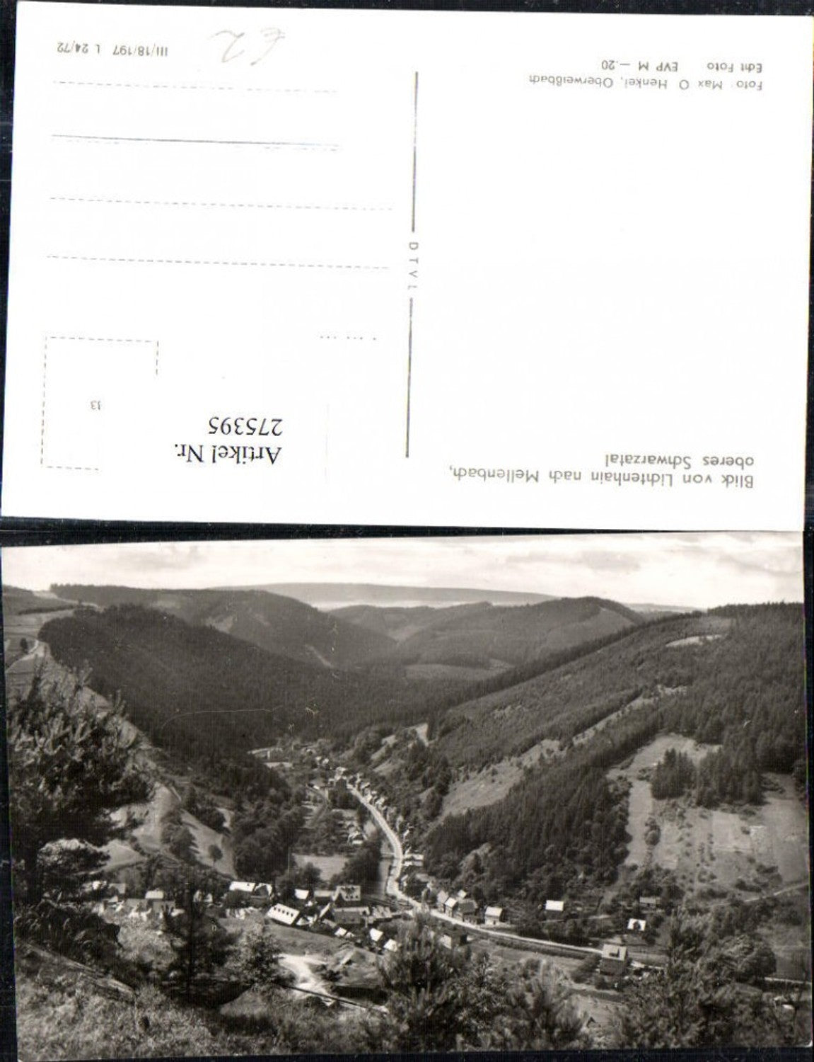 275395,Schwarzatal Blick von Lichtenhain nach Mellenbach Totale