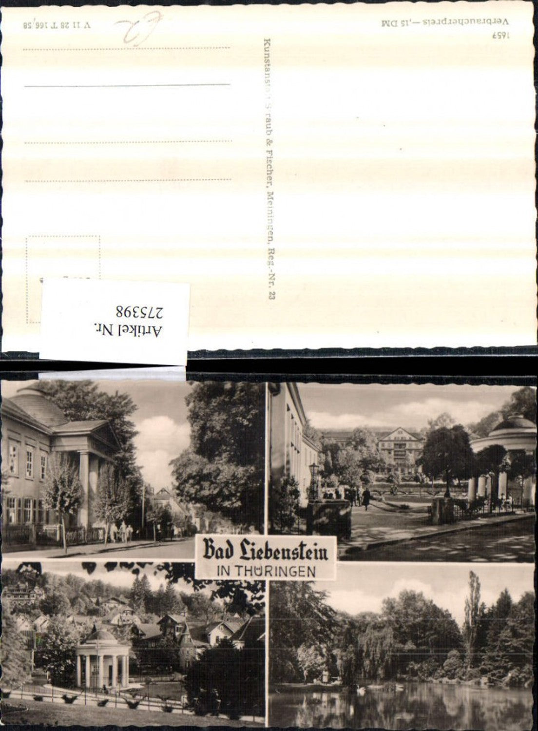 275398, Bad Liebenstein Kurhaus Tempel Teich Multi-view postcard