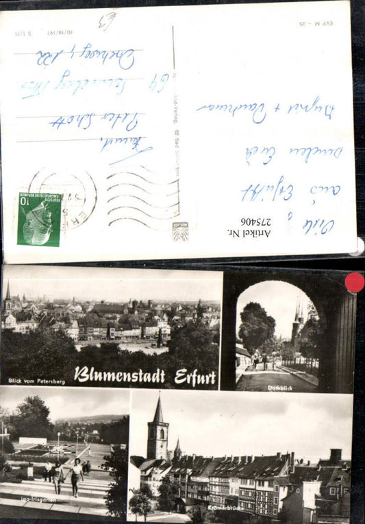 275406, Erfurt, Total view of the cathedral, Krämerbrücke, International Horticultural Exhibition, Garden, Multi-view postcard