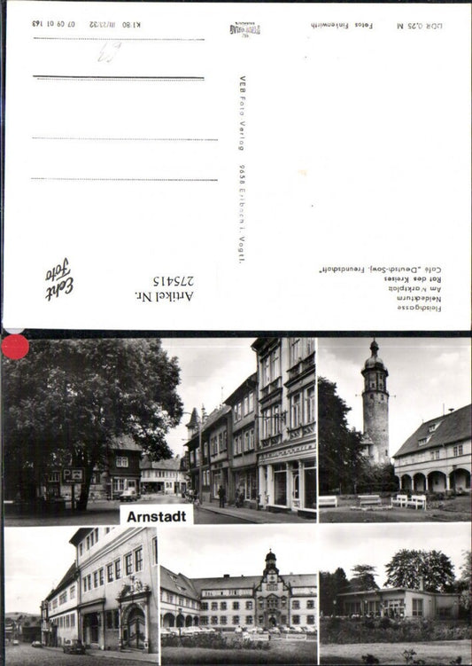 275415,Arnstadt Fleischgasse Neideckturm Marktplatz Rat des Kreises Cafe Mehrbildkarte