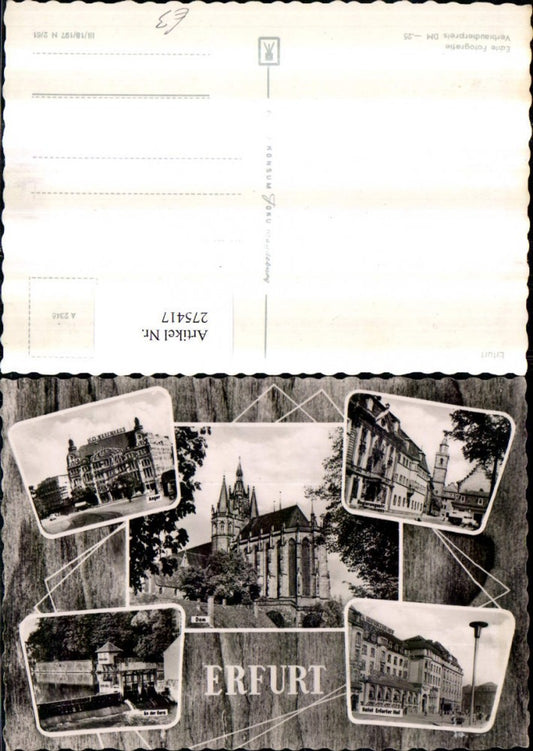 275417, Erfurt Cathedral Church Wehr HO Department Store Hotel Erfurter Hof Government Street Multi-view postcard