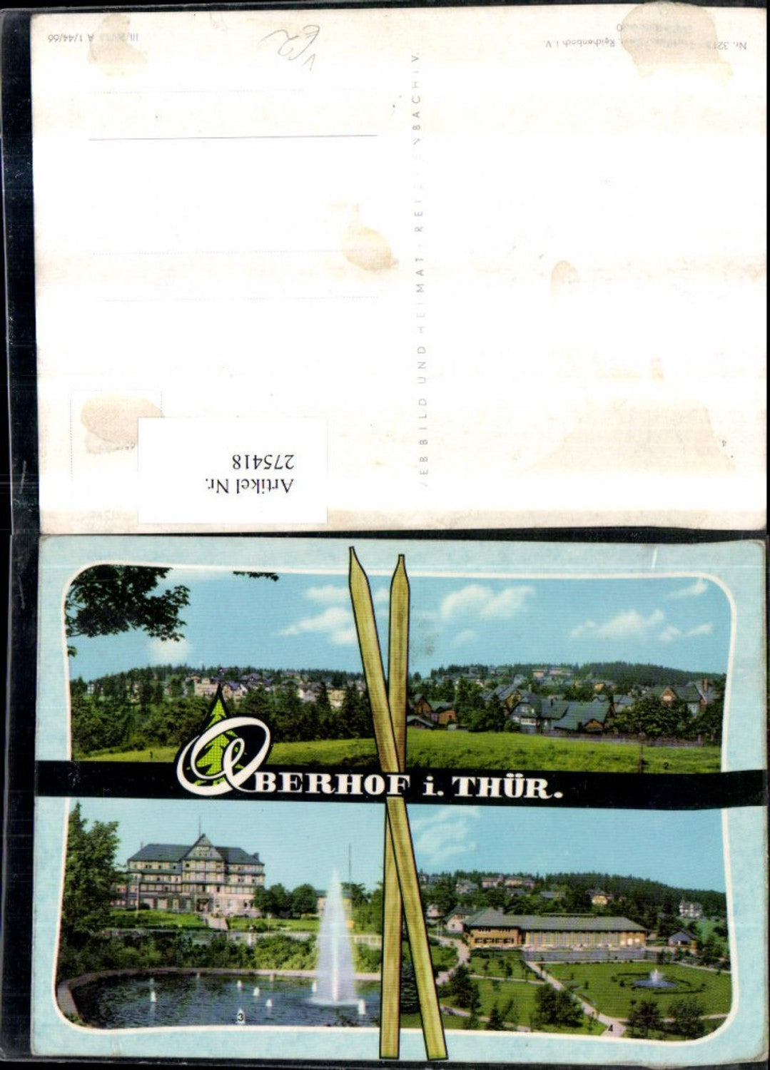 275418,Oberhof in Thüringen Totale Springbrunnen Mehrbildkarte pub VEB