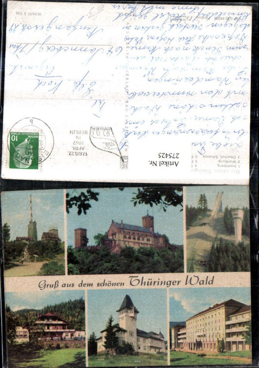 275425,Gruß aus d. Thüringer Wald Inselsberg Wartburg Oberhof Schanze Tabarz Finsterbergen Mehrbildkarte