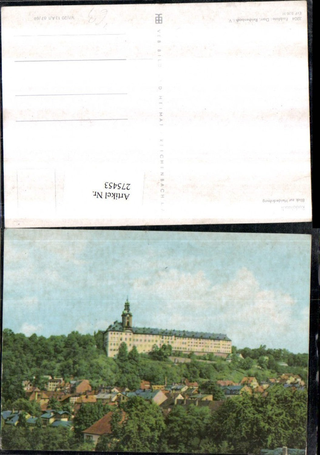 275453, Rudolstadt View towards Heidecksburg Castle pub VEB
