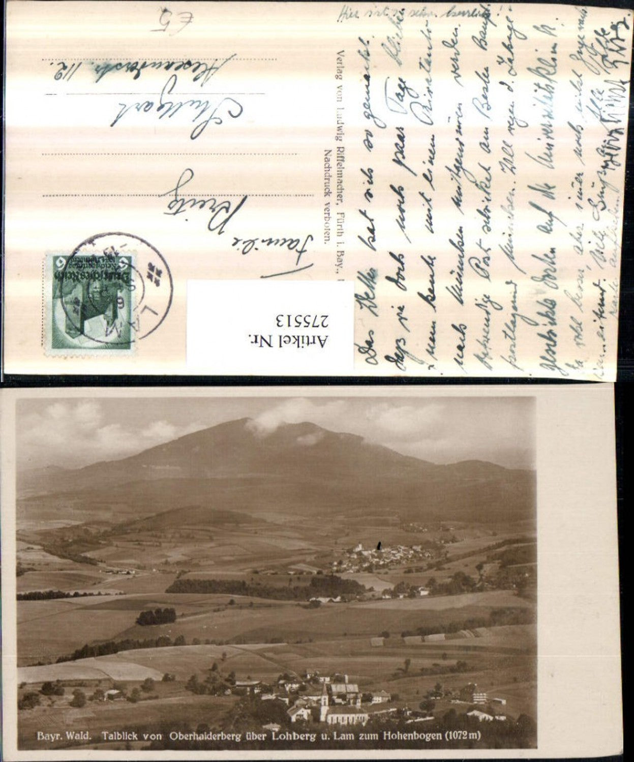 275513,Talblick von Oberhaiderberg über Lohberg u. Lam Totale zum Hohenbogen