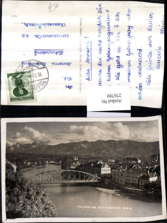 276789,Villach Teilansicht m. Mittagskogel Brücke Bergkulisse