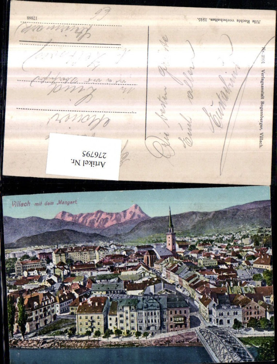 276795,Villach Totale m. d. Mangart Brücke Kirche