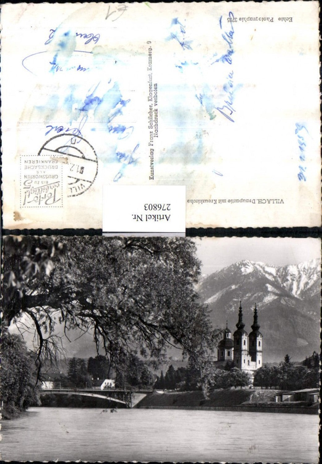 276803,Villach Draupartie m. Kreuzkirche Kirche Brücke pub Franz Schilcher 3795