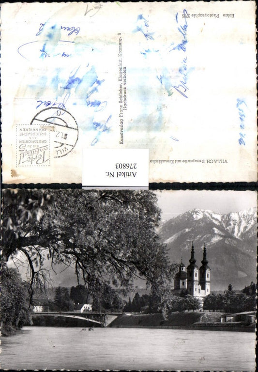 276803,Villach Draupartie m. Kreuzkirche Kirche Brücke pub Franz Schilcher 3795