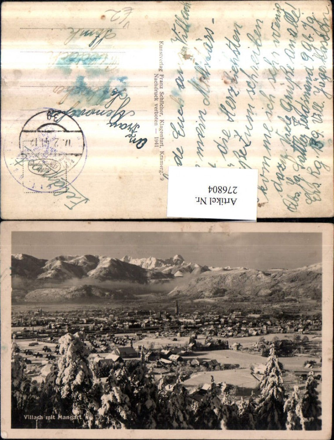 276804,Villach Totale m. Mangart Bergkulisse Winterbild pub Franz Schilcher 2637