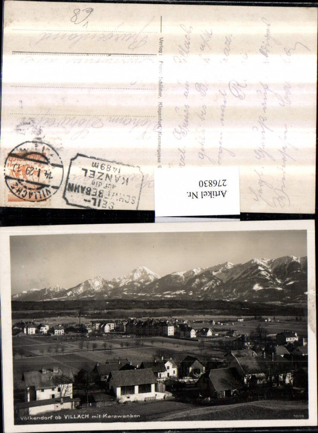 276830,Völkendorf ob Villach Totale m. Karawanken Bergkulisse pub Franz Schilcher 1009