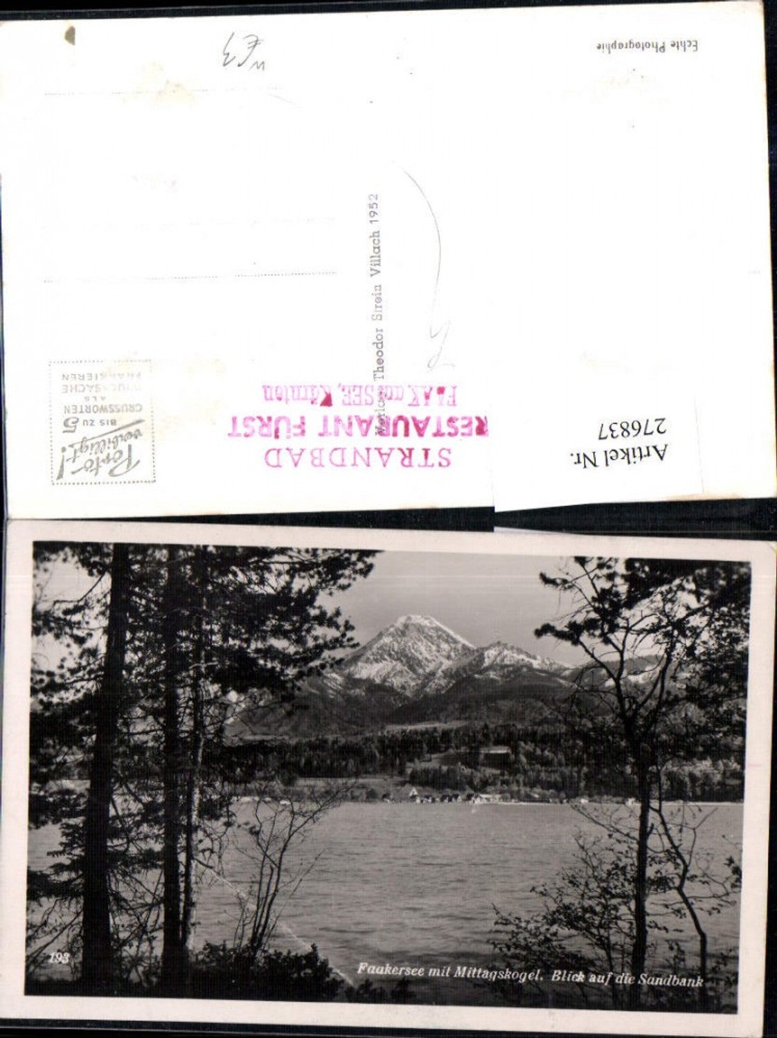 276837,Faakersee b. Faak amSee m. Mittagskogel Blick auf d. Sandbank