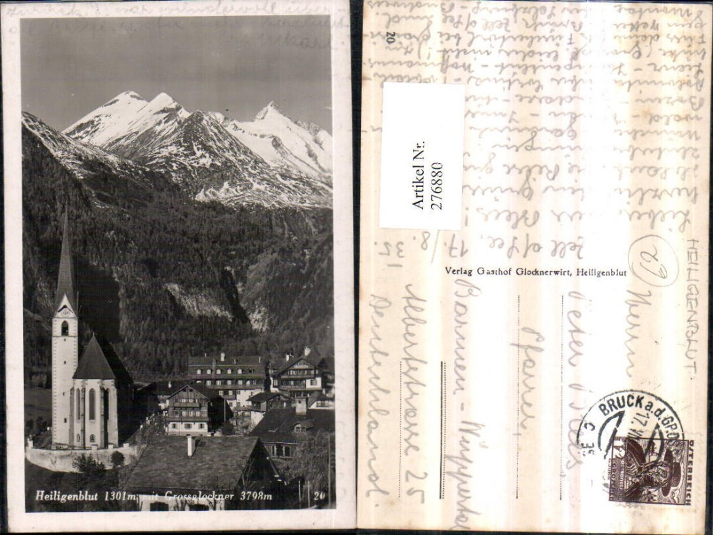 276880,Heiligenblut Teilansicht Kirche m. Großglockner Bergkulisse