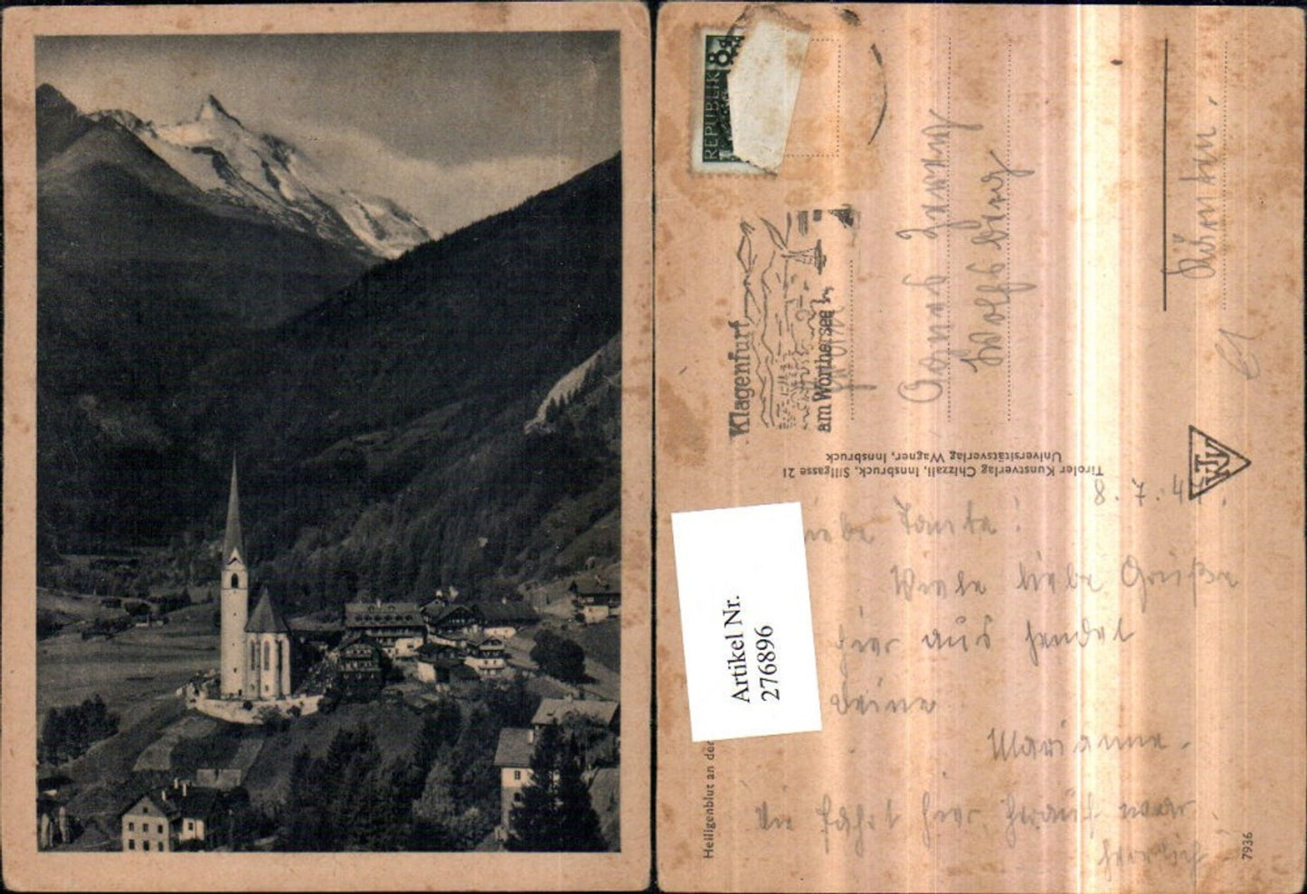 276896, Heiligenblut: Church view with Großglockner mountain backdrop