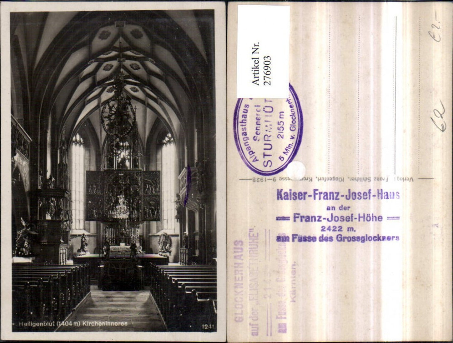 276903,Heiligenblut Kirche Innenansicht Altar Kanzel