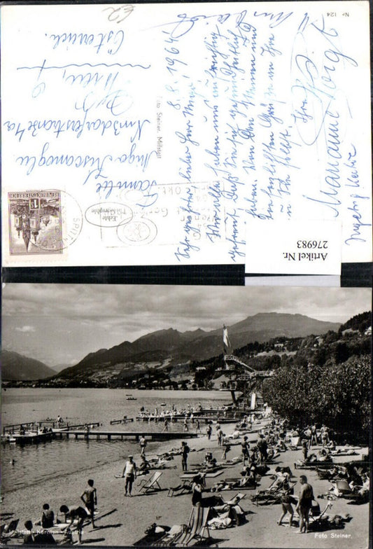 276983,Millstatt am See Strandbad Strandleben Sprungturm