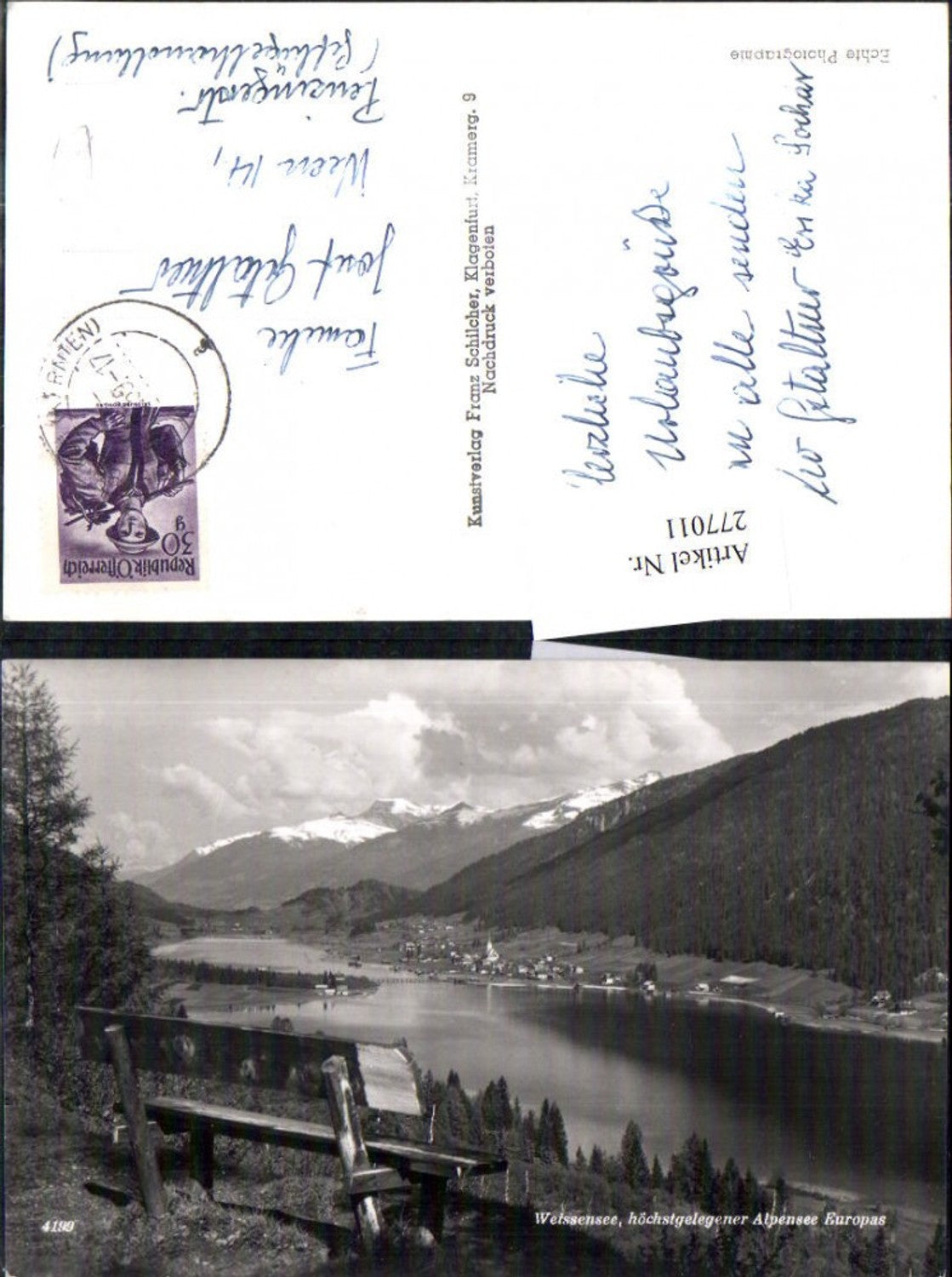 277011,Sitzbank Blick auf Weißensee Alpensee Totale Bergkulisse pub Franz Schilcher 4199