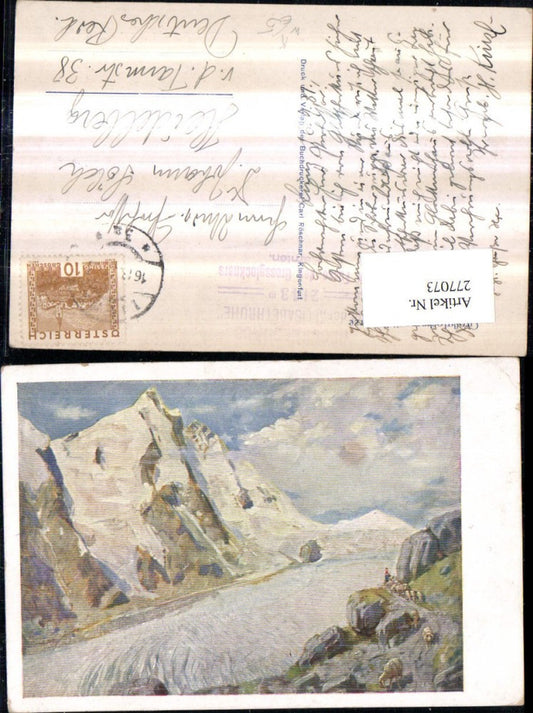 277073,Künstler AK Großglockner m. Pasterze Gletscher Bergkulisse b. Heiligenblut
