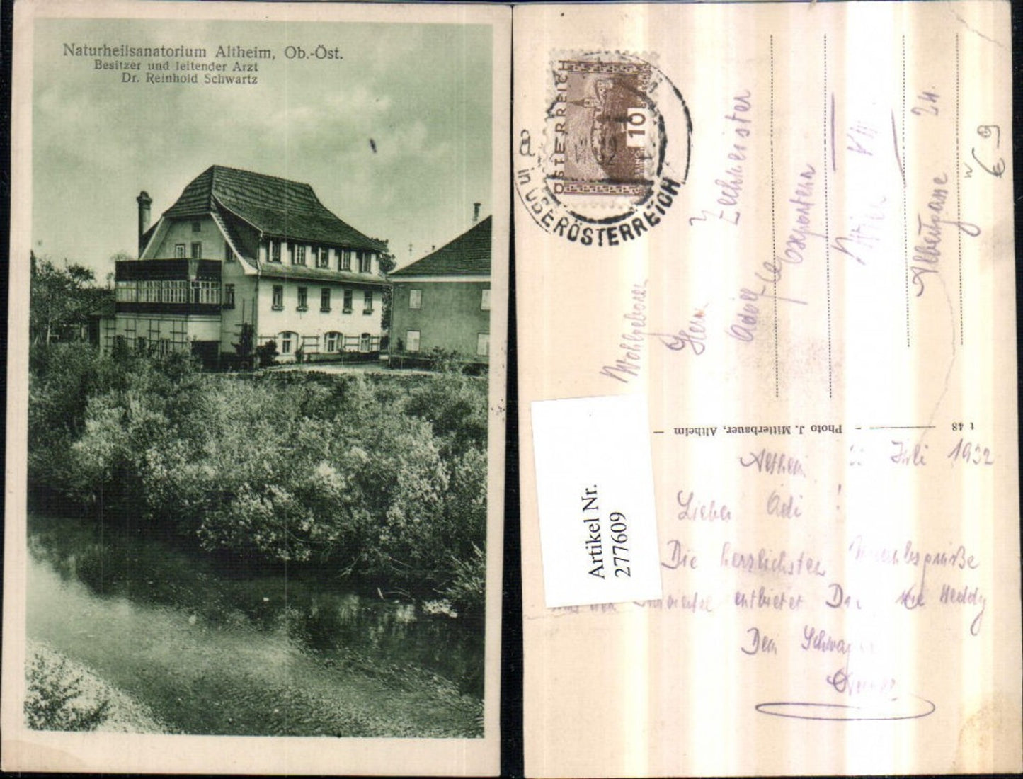 277609,Naturheilsanatorium Altheim Besitzer Dr. Reinhold Schwartz