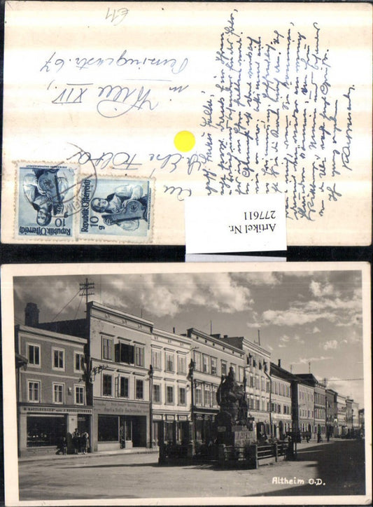 277611,Altheim Straßenansicht Denkmal Geschäfte M. Katzlberger