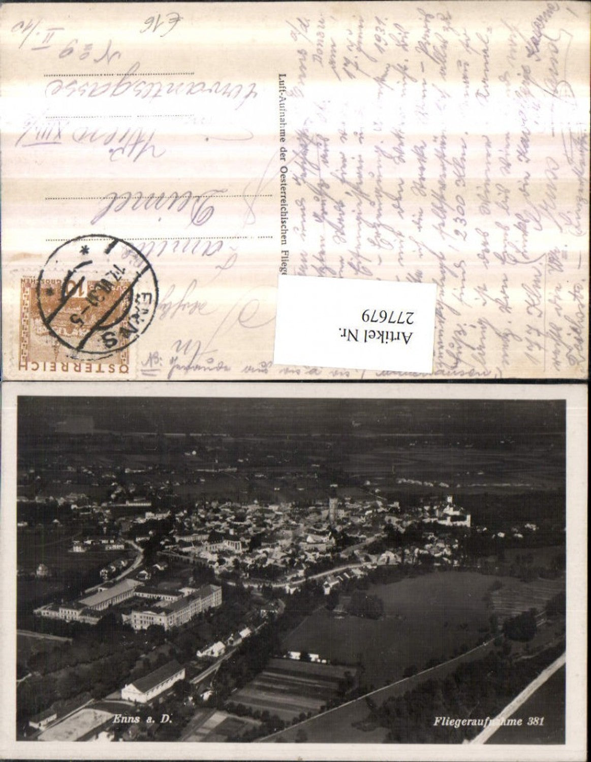 277679,Enns an d. Donau Totale Fliegeraufnahme 381