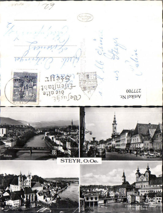 277700,Steyr Totale Brücke Stadtplatz Michaelerkirche Kirche Mehrbildkarte