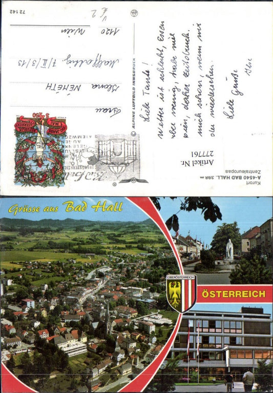 277761,Bad Hall Totale Brunnen Gebäude Mehrbildkarte pub Alpine Luftbild 72142