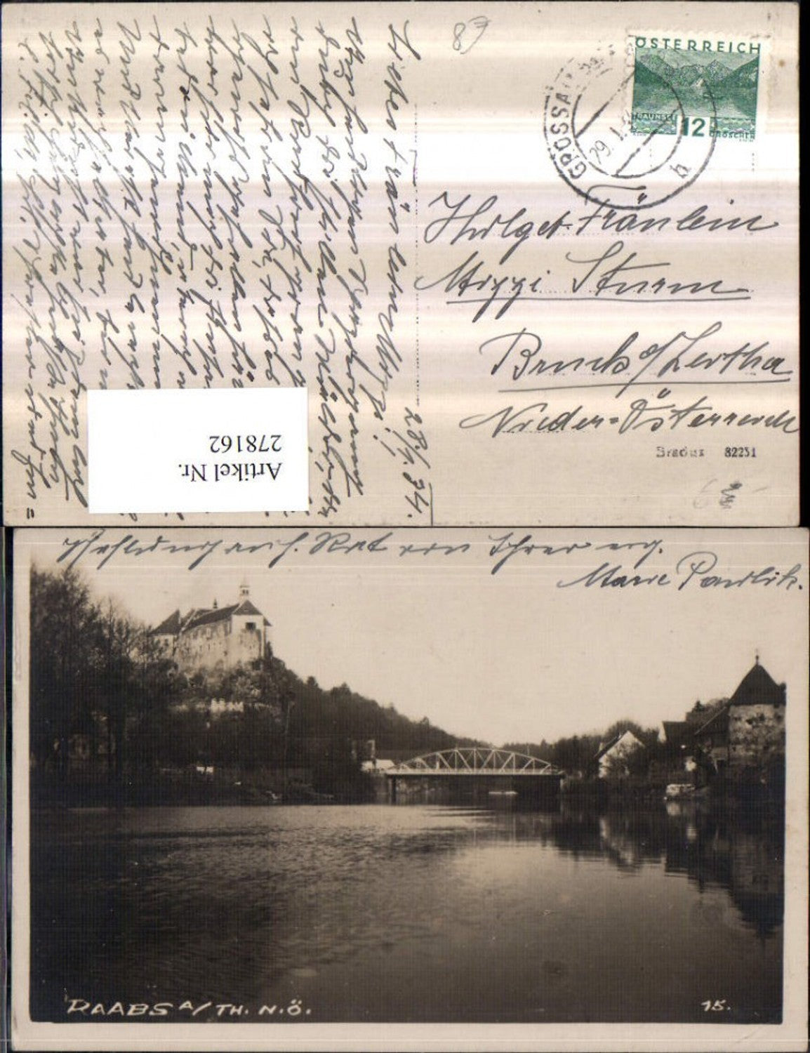 278162,Raabs an d. Thaya Partie Brücke m. Schloss Burg