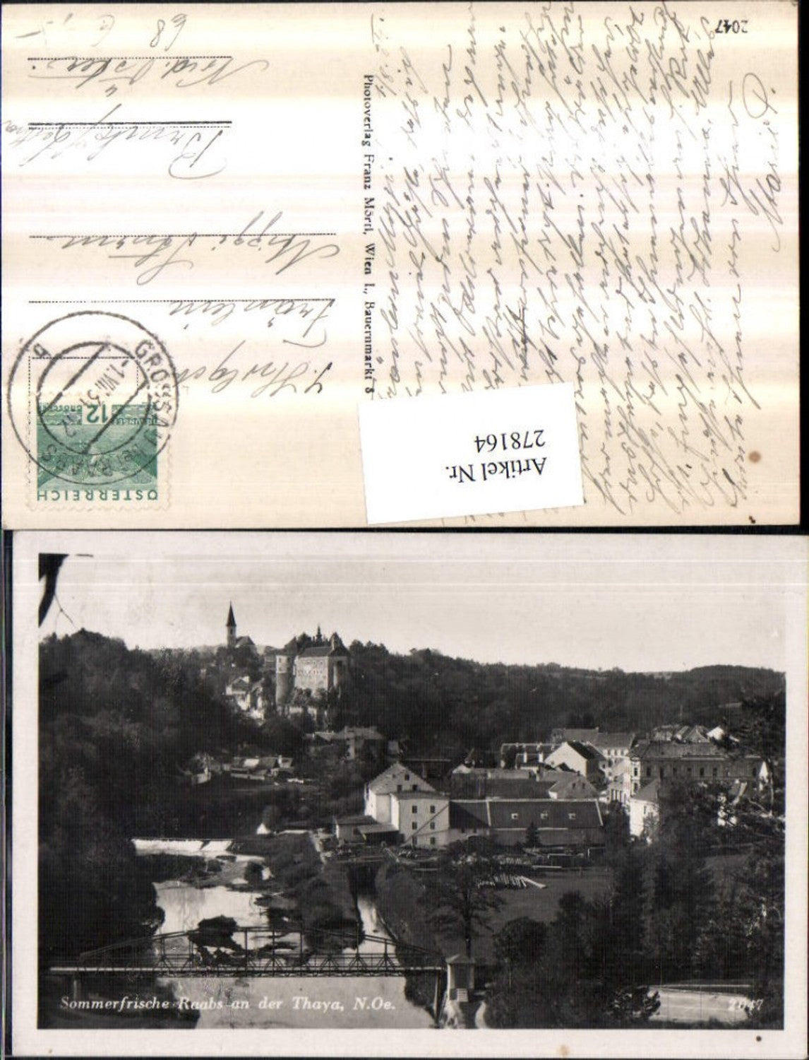 278164,Raabs an d. Thaya Teilansicht m. Schloss Burg Brücke